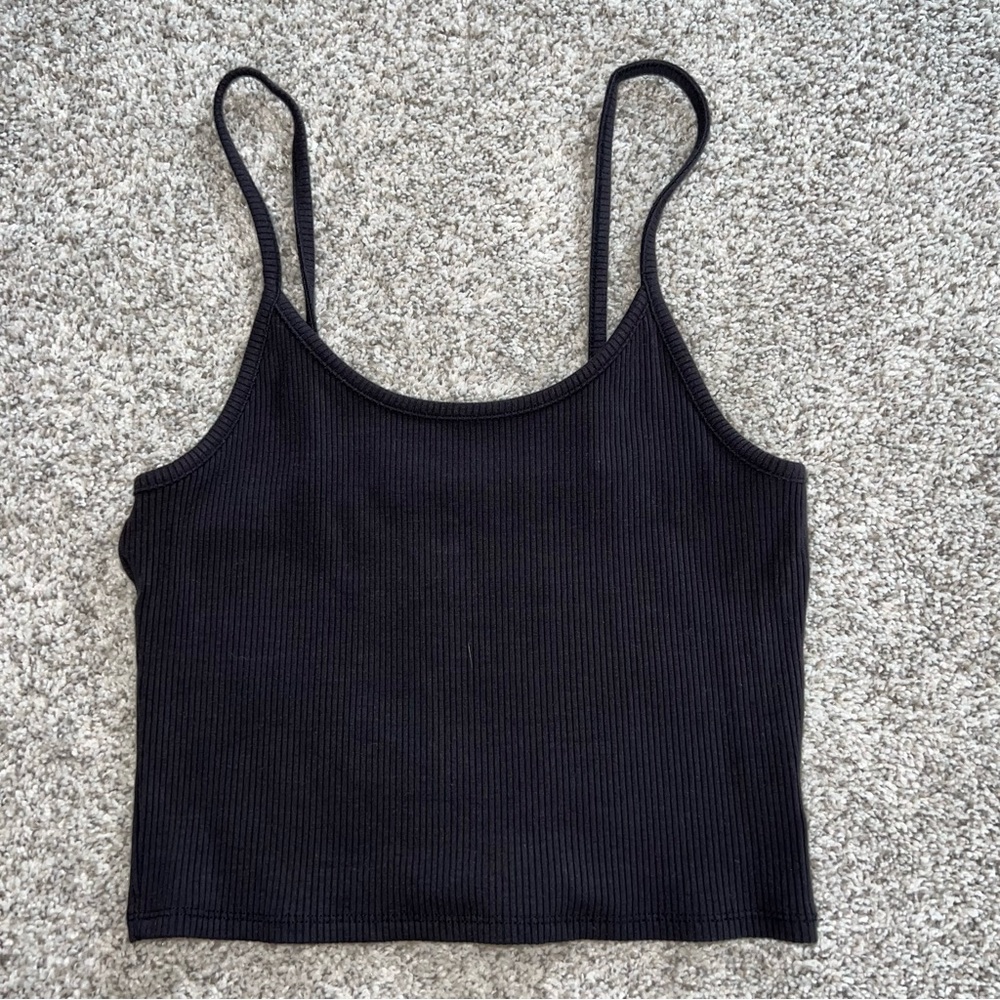 NWOT American Eagle Black Ribbed Cropped Tank Top